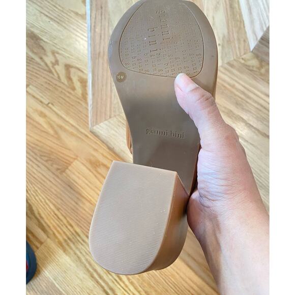 Gianni Binni Lomah Leather  Square Toe Platforms Sandals Chunky Heels Tan 10us - Picture 5 of 10